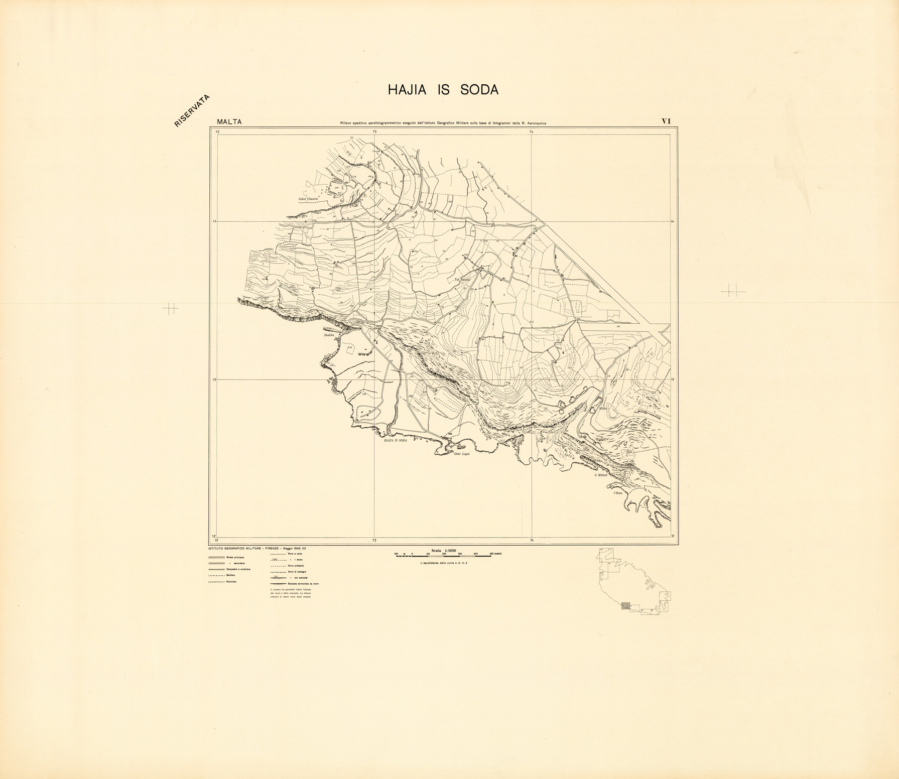(N:34148) MALTA - FOGLIO VI - HAJIAS IS SODA - COPIE DI PROVA - PLANIMETRIA E ACQUE (SE008307) Carte e stampe antiche: riproduzione a colori su carta (formato A1)