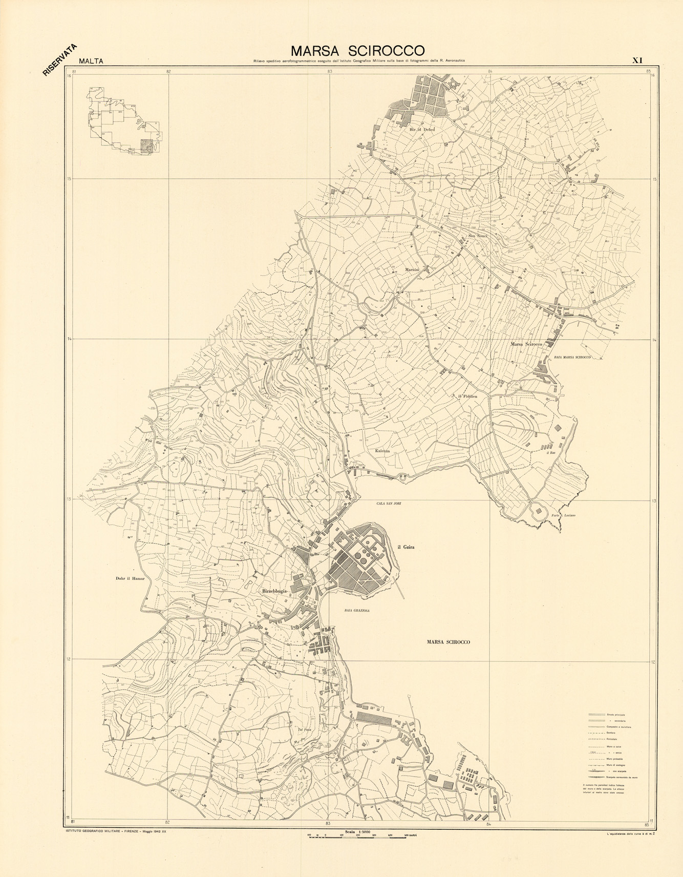 (N:34152) MALTA - FOGLIO XI - MARSA SCIROCCO - COPIE DI PROVA - PLANIMETRIA E ACQUE (SE008312) Carte e stampe antiche: riproduzione a colori su carta (formato A1)