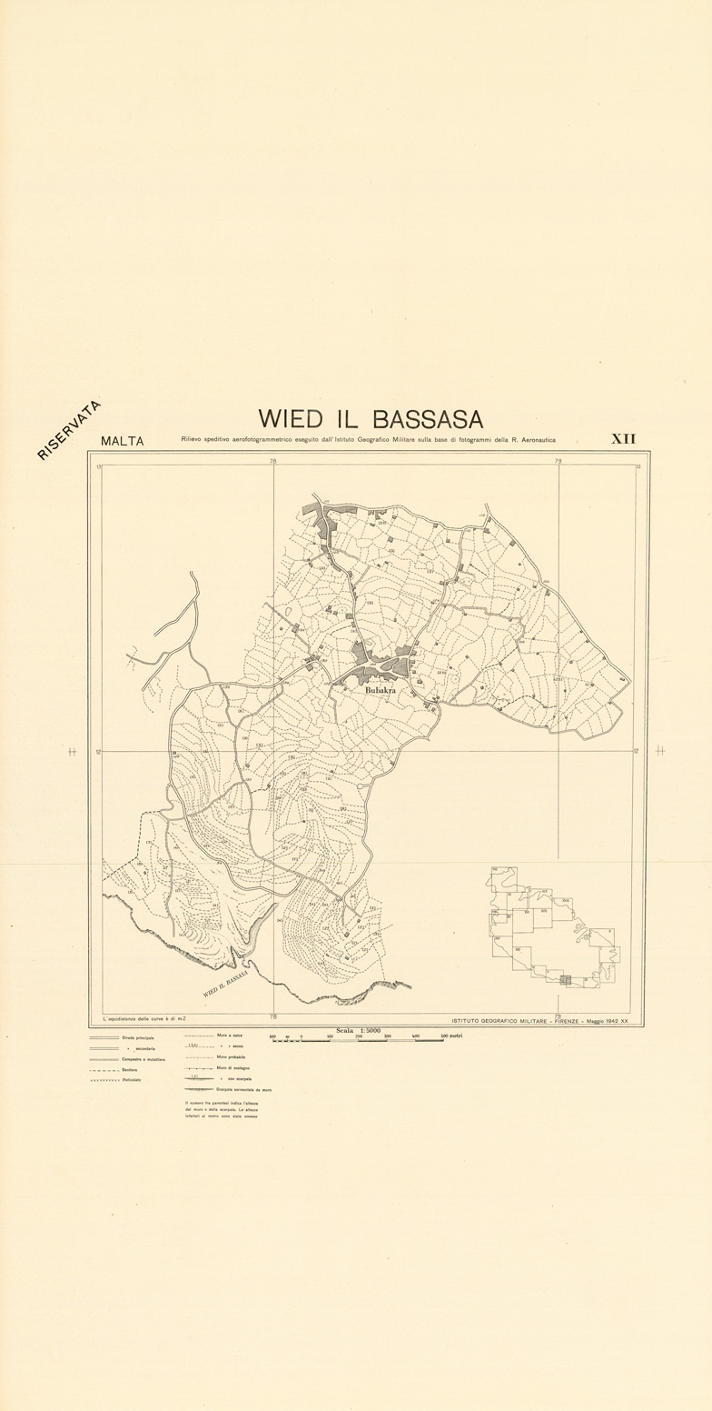 (N:34153) MALTA - FOGLIO XII - WIED IL BASSASA - COPIE DI PROVA - PLANIMETRIA E ACQUE (SE008313) Carte e stampe antiche: riproduzione a colori su carta (formato A1)
