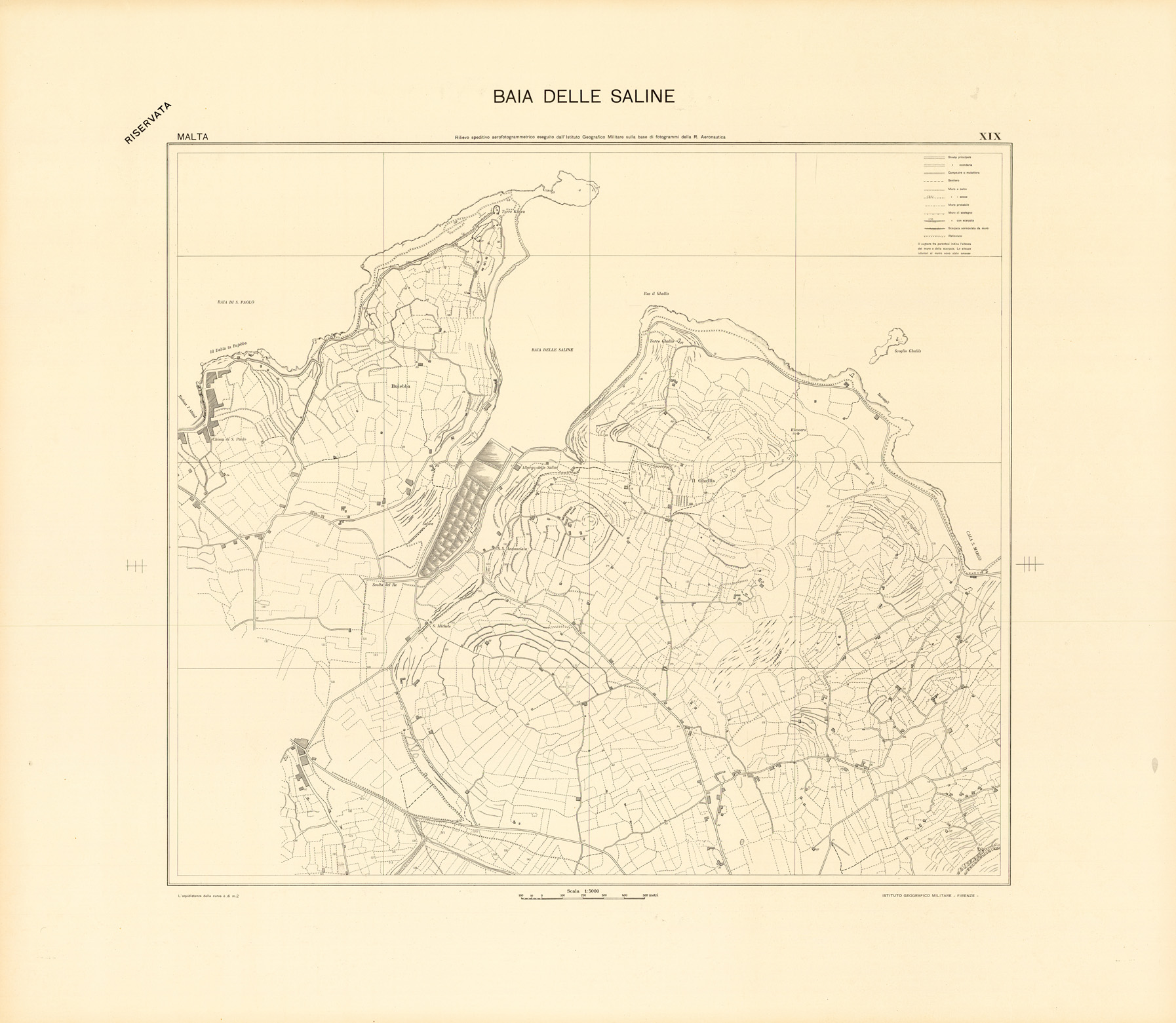 (N:34156) MALTA - FOGLIO XIX - BAIA DELLE SALINE - COPIE DI PROVA - PLANIMETRIA E ACQUE (SE008320) Carte e stampe antiche: riproduzione a colori su carta (formato A1)
