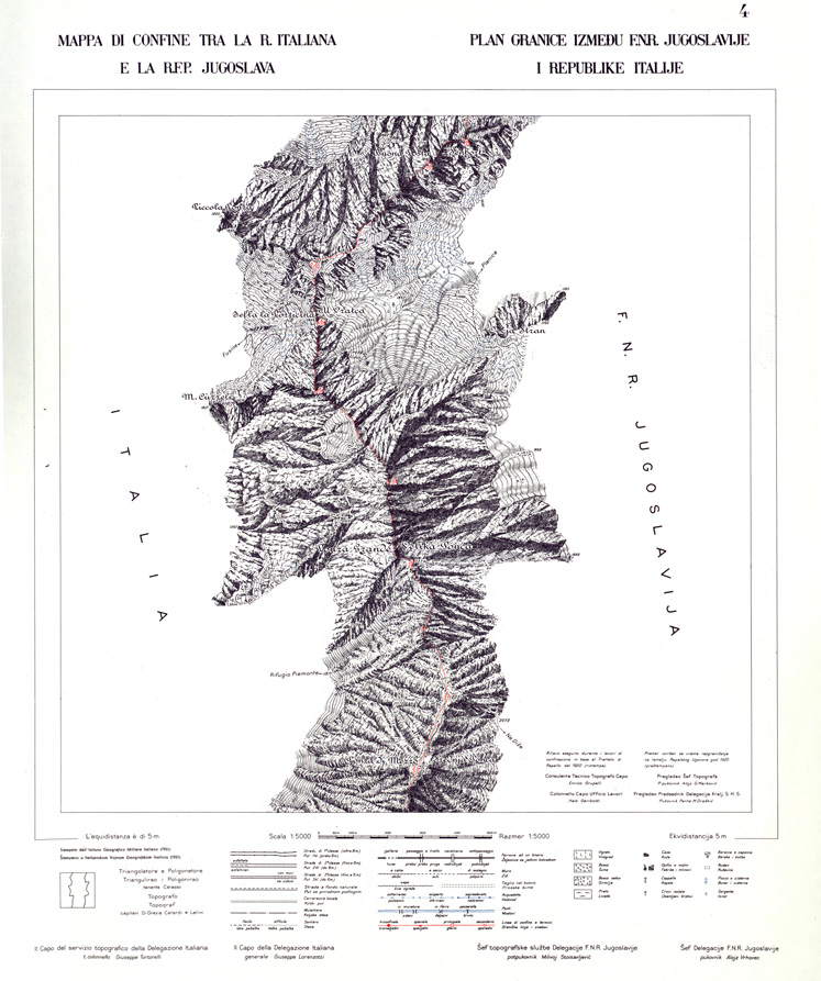 (N:33928) CONFINE DI STATO ITALO - JUGOSLAVO CARTOGRAFIA DELLA FASCIA CONFINARIA  FOGLIO 4 (SE008403) Carte e stampe antiche: riproduzione a colori su carta (formato A1)