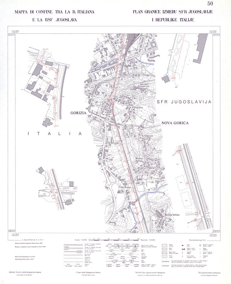 (N:34000) CONFINE DI STATO ITALO - JUGOSLAVO CARTOGRAFIA DELLA FASCIA CONFINARIA FOGLIO 50 (SE008452) Carte e stampe antiche: riproduzione a colori su carta (formato A1)