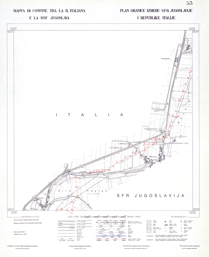 (N:34003) CONFINE DI STATO ITALO - JUGOSLAVO CARTOGRAFIA DELLA FASCIA CONFINARIA FOGLIO 53 (SE008455) Carte e stampe antiche: riproduzione a colori su carta (formato A1)