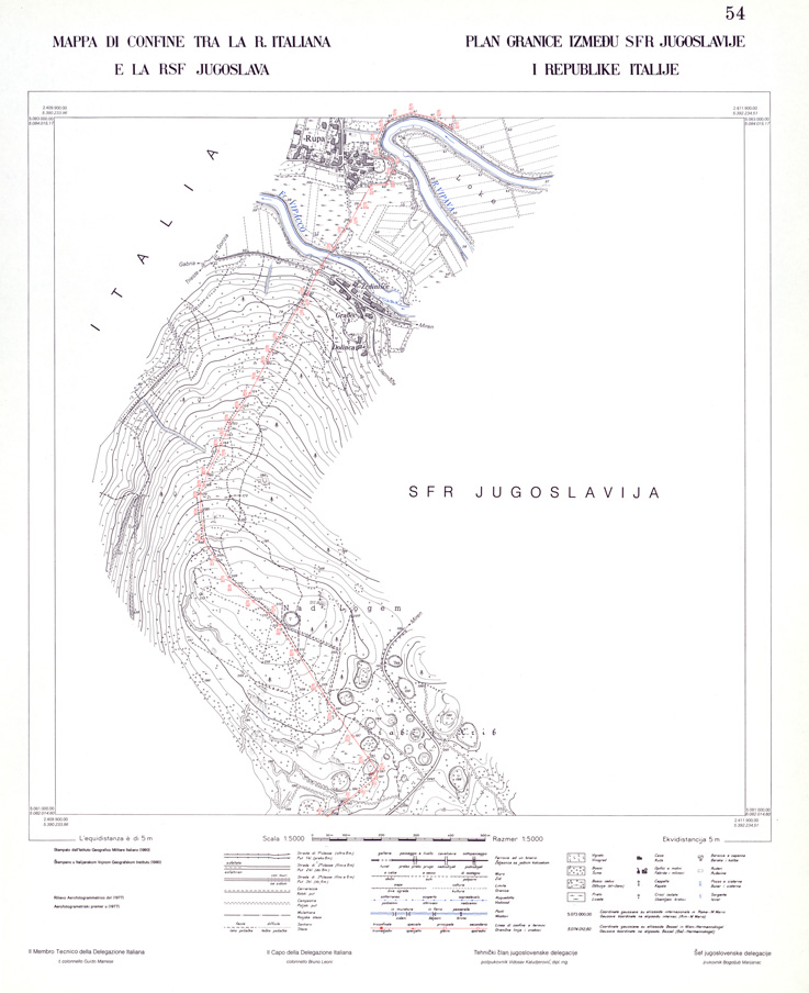 (N:34004) CONFINE DI STATO ITALO - JUGOSLAVO CARTOGRAFIA DELLA FASCIA CONFINARIA FOGLIO 54 (SE008456) Carte e stampe antiche: riproduzione a colori su carta (formato A1)