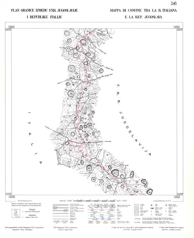 (N:34006) CONFINE DI STATO ITALO - JUGOSLAVO CARTOGRAFIA DELLA FASCIA CONFINARIA FOGLIO 56 (SE008458) Carte e stampe antiche: riproduzione a colori su carta (formato A1)