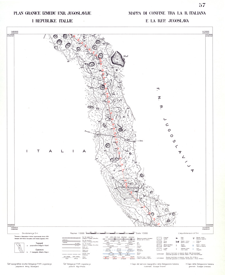 (N:34007) CONFINE DI STATO ITALO - JUGOSLAVO CARTOGRAFIA DELLA FASCIA CONFINARIA FOGLIO 57 (SE008459) Carte e stampe antiche: riproduzione a colori su carta (formato A1)
