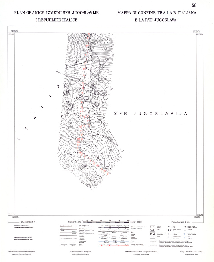 (N:34008) CONFINE DI STATO ITALO - JUGOSLAVO CARTOGRAFIA DELLA FASCIA CONFINARIA FOGLIO 58 (SE008460) Carte e stampe antiche: riproduzione a colori su carta (formato A1)