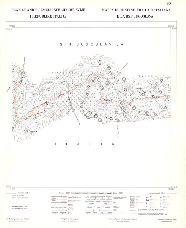 (N:34010) CONFINE DI STATO ITALO - JUGOSLAVO CARTOGRAFIA DELLA FASCIA CONFINARIA FOGLIO 60 (SE008462) Carte e stampe antiche: riproduzione a colori su carta (formato A1)