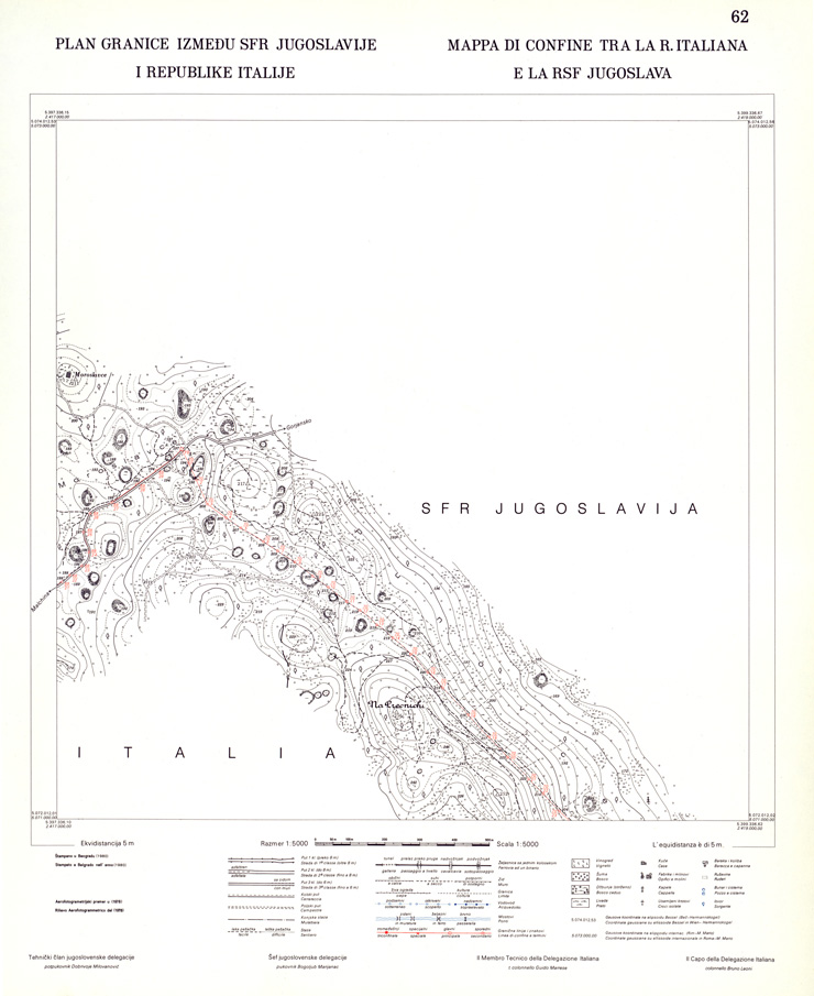 (N:34012) CONFINE DI STATO ITALO - JUGOSLAVO CARTOGRAFIA DELLA FASCIA CONFINARIA FOGLIO 62 (SE008464) Carte e stampe antiche: riproduzione a colori su carta (formato A1)