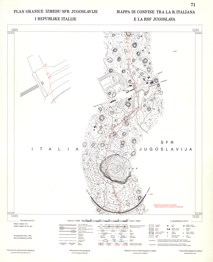 (N:34029) CONFINE DI STATO ITALO - JUGOSLAVO CARTOGRAFIA DELLA FASCIA CONFINARIA FOGLIO 71 (SE008473) Carte e stampe antiche: riproduzione a colori su carta (formato A1)
