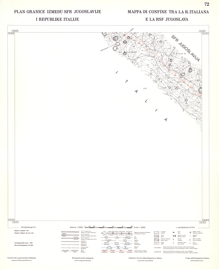 (N:34030) CONFINE DI STATO ITALO - JUGOSLAVO CARTOGRAFIA DELLA FASCIA CONFINARIA FOGLIO 72 (SE008474) Carte e stampe antiche: riproduzione a colori su carta (formato A1)