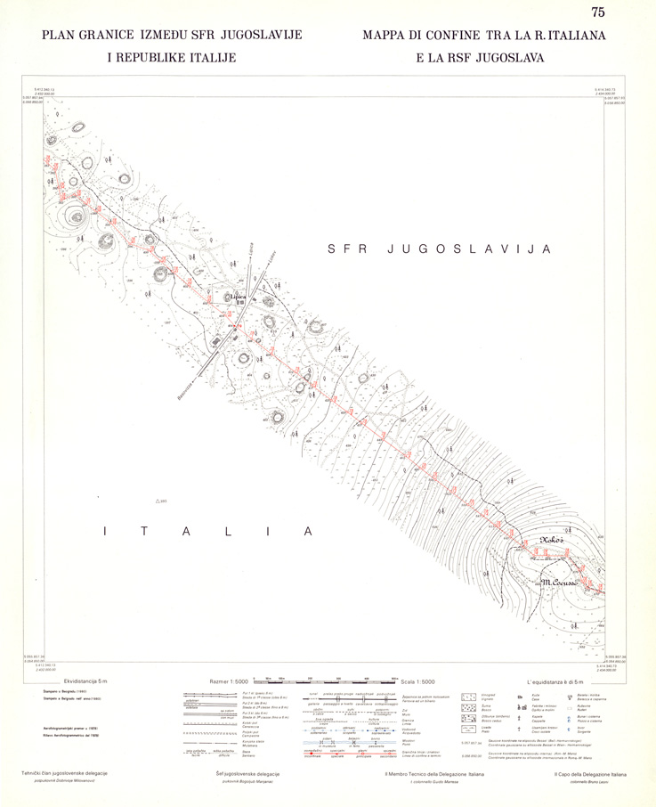 (N:34033) CONFINE DI STATO ITALO - JUGOSLAVO CARTOGRAFIA DELLA FASCIA CONFINARIA FOGLIO 75 (SE008477) Carte e stampe antiche: riproduzione a colori su carta (formato A1)