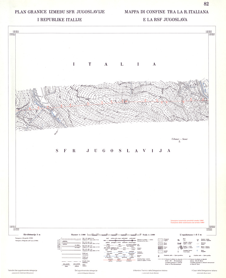 (N:34040) CONFINE DI STATO ITALO - JUGOSLAVO CARTOGRAFIA DELLA FASCIA CONFINARIA FOGLIO 82 (SE008484) Carte e stampe antiche: riproduzione a colori su carta (formato A1)