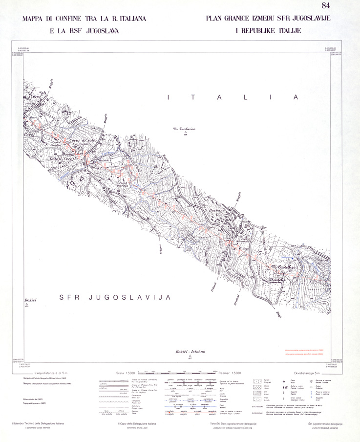 (N:34042) CONFINE DI STATO ITALO - JUGOSLAVO CARTOGRAFIA DELLA FASCIA CONFINARIA FOGLIO 84 (SE008486) Carte e stampe antiche: riproduzione a colori su carta (formato A1)
