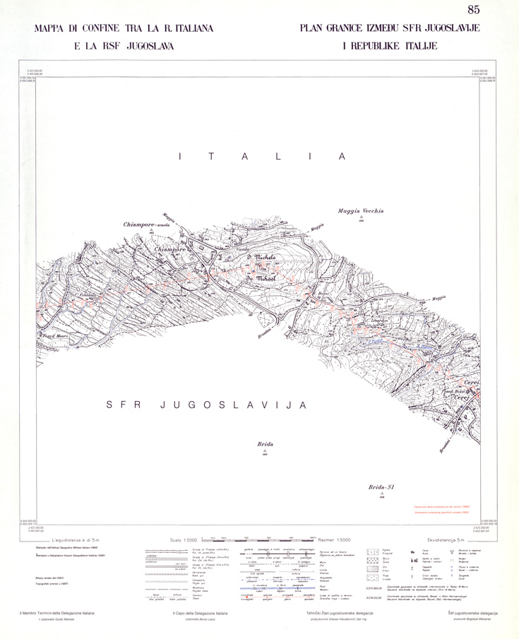 (N:34043) CONFINE DI STATO ITALO - JUGOSLAVO CARTOGRAFIA DELLA FASCIA CONFINARIA FOGLIO 85 (SE008487) Carte e stampe antiche: riproduzione a colori su carta (formato A1)