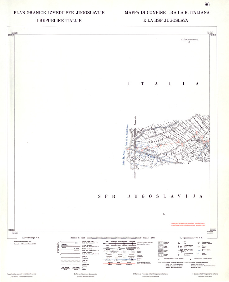 (N:34044) CONFINE DI STATO ITALO - JUGOSLAVO CARTOGRAFIA DELLA FASCIA CONFINARIA FOGLIO 86 (SE008488) Carte e stampe antiche: riproduzione a colori su carta (formato A1)