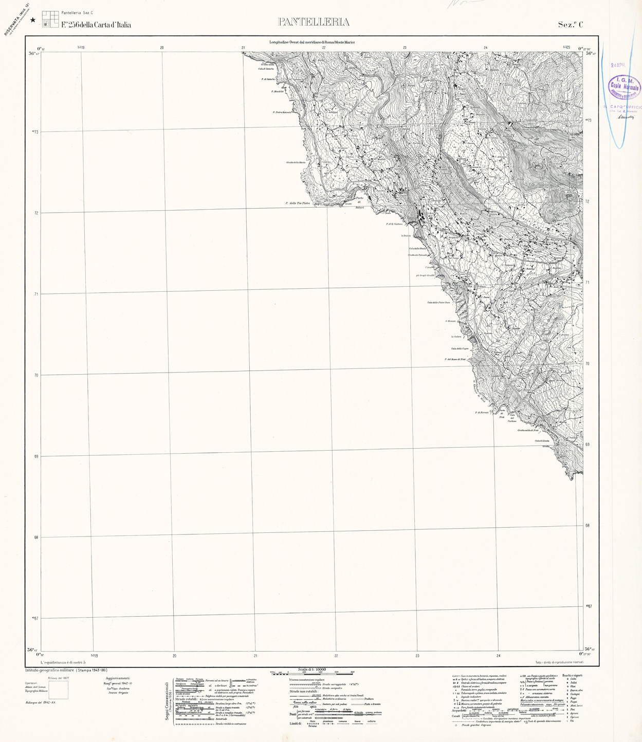 (N:34022) PANTELLERIA - SEZIONE C - EDIZIONE RISERVATA (SE008492) Carte e stampe antiche: riproduzione a colori su carta (formato A1)