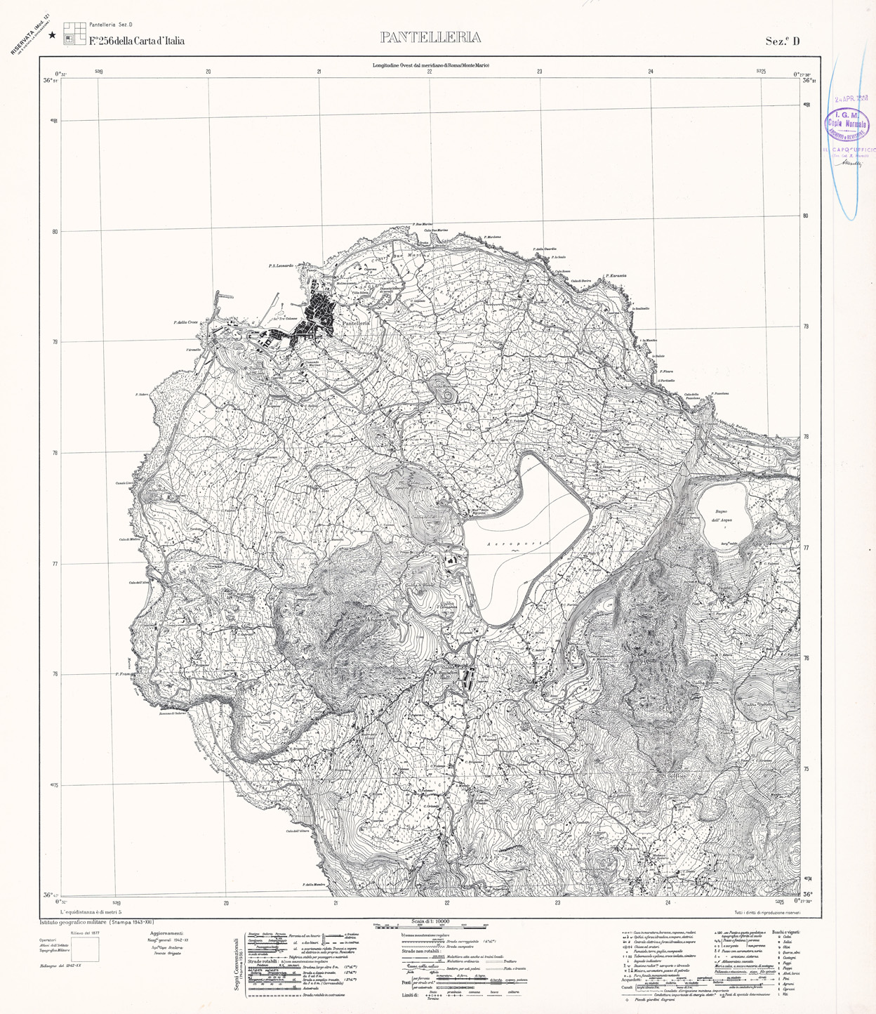 (N:34023) PANTELLERIA - SEZIONE D - EDIZIONE RISERVATA (SE008493) Carte e stampe antiche: riproduzione a colori su carta (formato A1)