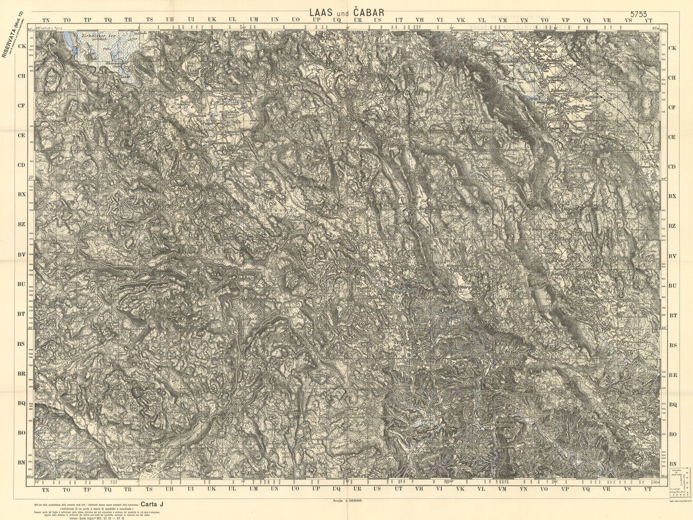(N:34105) FRONTIERA ORIENTALE SERIE JQ  FOGLIO 5753 LAAS CABAR (SE008502) Carte e stampe antiche: riproduzione a colori su carta (formato A1)
