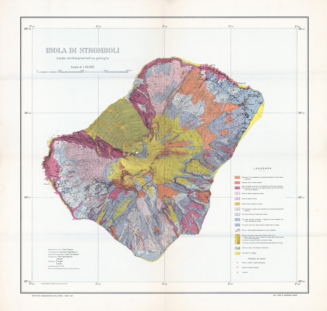 (N:34024) ISOLA DI STROMBOLI - EDIZIONE GEOLOGICA (SE008515) Carte e stampe antiche: riproduzione a colori su carta (formato A1)