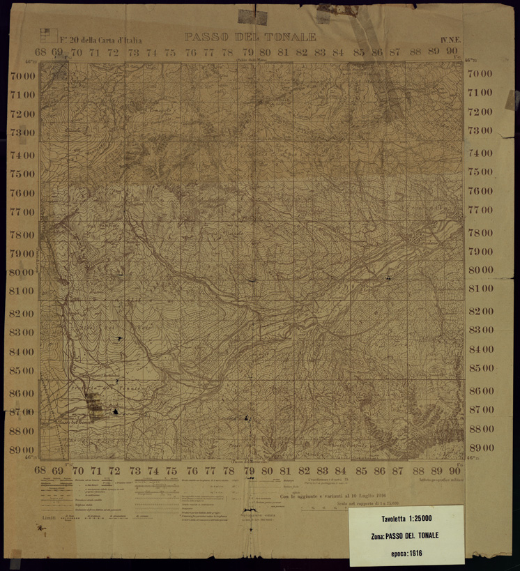 (N:34859) CARTA D'ITALIA F. 20 IV NE PONTE DEL TONALE (SE008572) Carte e stampe antiche: riproduzione a colori su carta (formato A1)