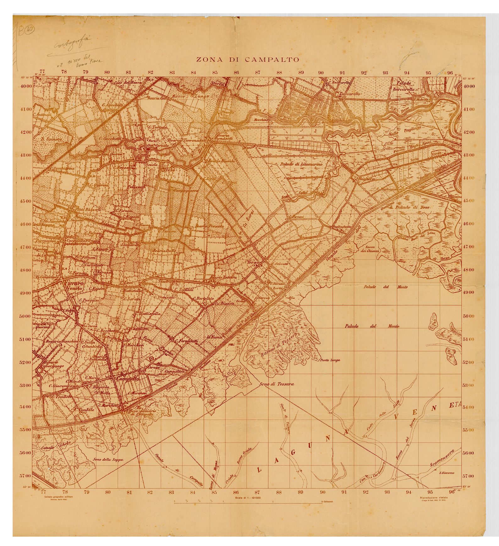 (N:34898) ZONA DI CAMPALTO (SE008614) Carte e stampe antiche: riproduzione a colori su carta (formato A1)