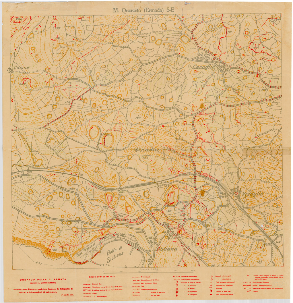 (N:34901) MONTE QUERCETO ERMADA S E (SE008617) Carte e stampe antiche: riproduzione a colori su carta (formato A1)