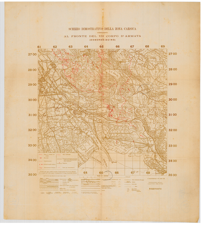 (N:34904) SCHIZZO DIMOSTRATIVO DELLA ZONA CARSICA DOBERDO' DUINO (SE008621) Carte e stampe antiche: riproduzione a colori su carta (formato A1)