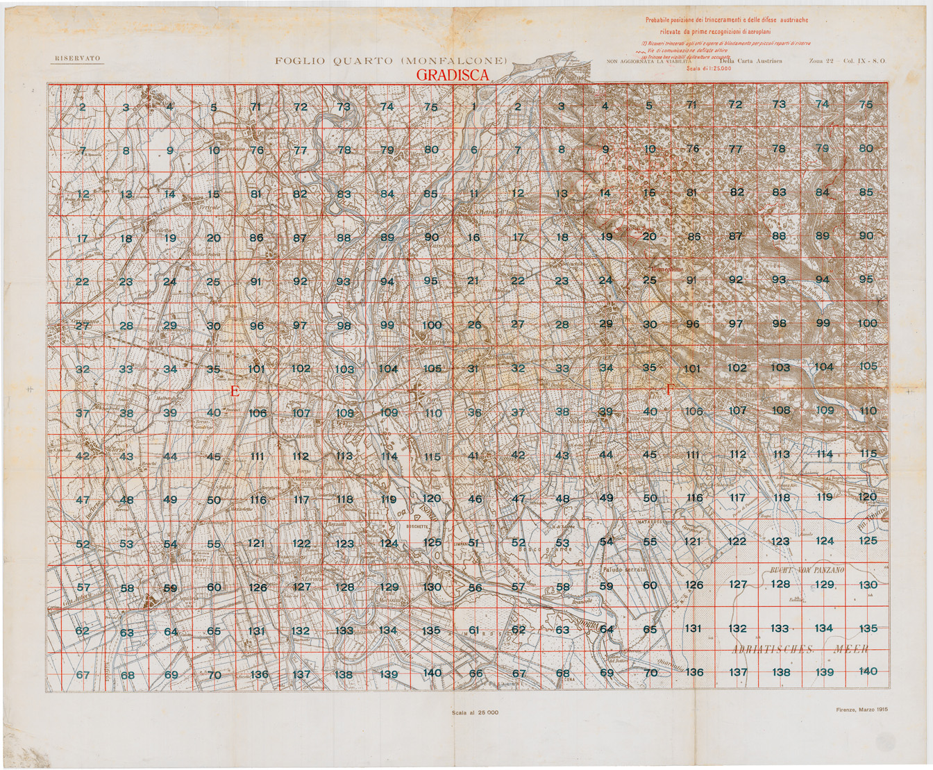 (N:34917) MONFALCONE FOGLIO QUARTO GRADISCA (SE008634) Carte e stampe antiche: riproduzione a colori su carta (formato A1)