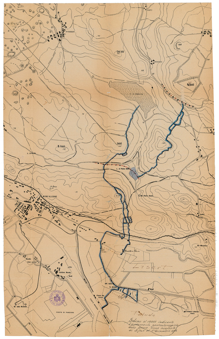 (N:34925) SCHIZZO ZONA MONFALCONE (SE008642) Carte e stampe antiche: riproduzione a colori su carta (formato A1)
