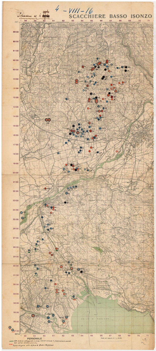 (N:34984) SCACCHIERE BASSO ISONZO (SE008676) Carte e stampe antiche: riproduzione a colori su carta (formato A1)