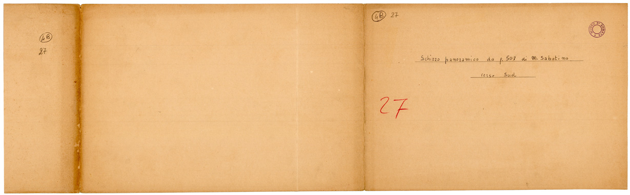 (N:34999) SCHIZZO PANORAMICO DAL MONTE SABOTINO (fronte e retro) (SE008698, SE008699) Carte e stampe antiche: riproduzione a colori su carta (formato A1)