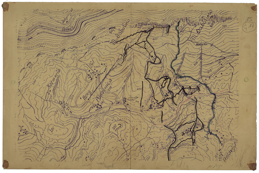 (N:35005) MONTE SABOTINO (fronte e retro) (SE008707, SE008708) Carte e stampe antiche: riproduzione a colori su carta (formato A1)