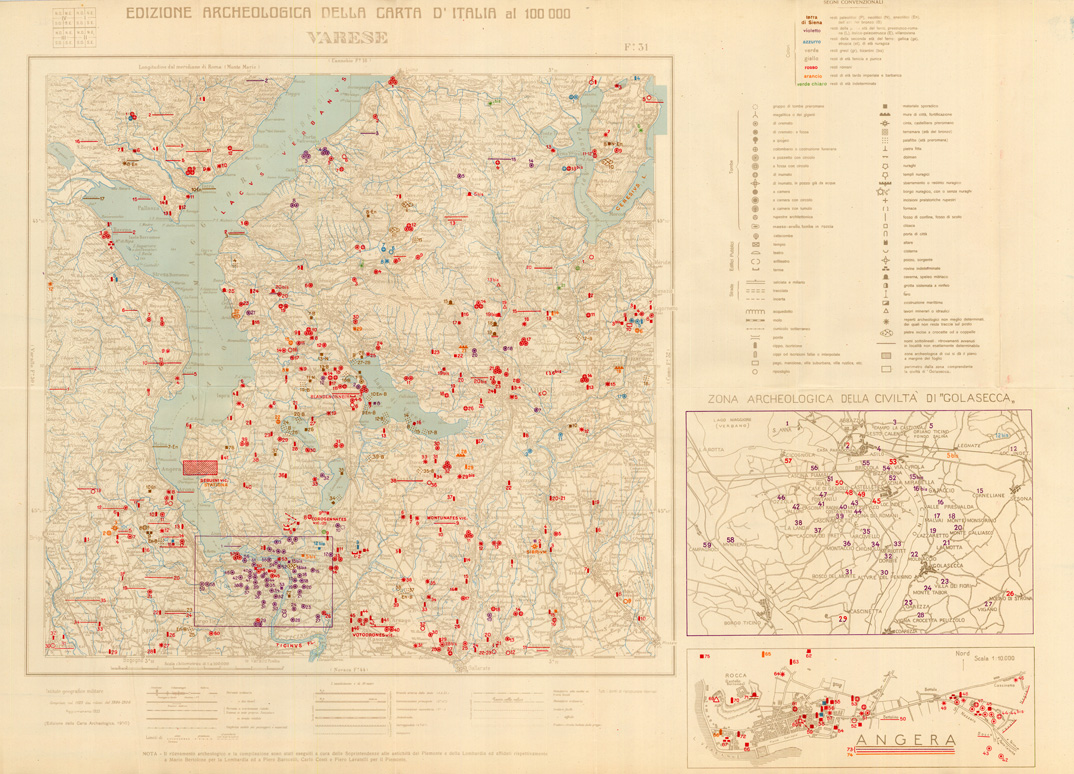 (N:35478) EDIZIONE ARCHEOLOGICA DELLA CARTA D'ITALIA FOGLIO 031 VARESE (SE008731) Carte e stampe antiche: riproduzione a colori su carta (formato A1)
