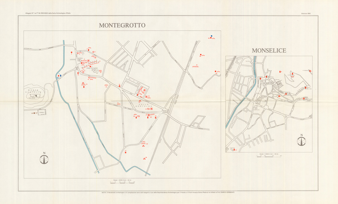 (N:35503) EDIZIONE ARCHEOLOGICA DELLA CARTA D'ITALIA ALLEGATO 1 AL FOGLIO 064 (ROVIGO) MONTEGROTTO - MONSELICE (SE008748) Carte e stampe antiche: riproduzione a colori su carta (formato A1)