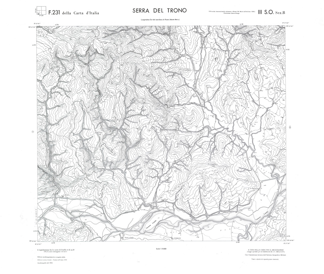 (N:35997) CALABRIA  FOGLIO 231 III SO SEZ B SERRA DEL TRONO (SE008819) Carte e stampe antiche: riproduzione a colori su carta (formato A1)