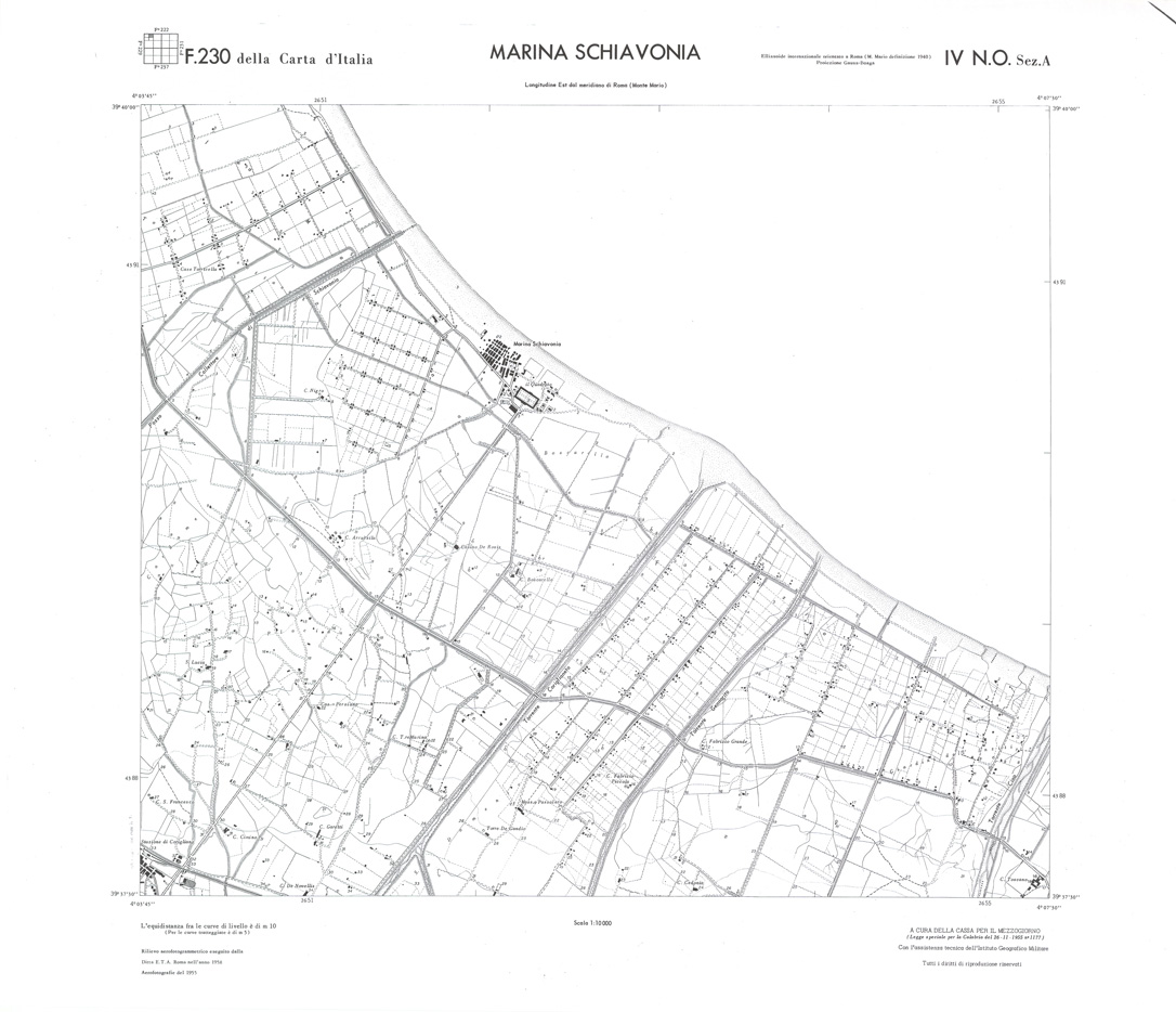 (N:36003) CALABRIA  FOGLIO 230 IV NO SEZ A MARINA SCHIAVONIA (SE008825) Carte e stampe antiche: riproduzione a colori su carta (formato A1)