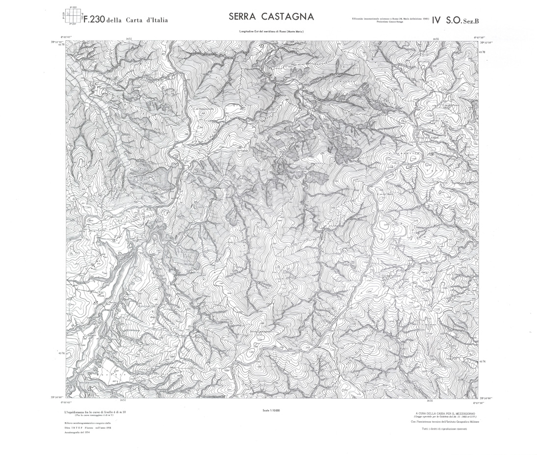 (N:36007) CALABRIA  FOGLIO 230 IV SO SEZ B SERRA CASTAGNA (SE008829) Carte e stampe antiche: riproduzione a colori su carta (formato A1)