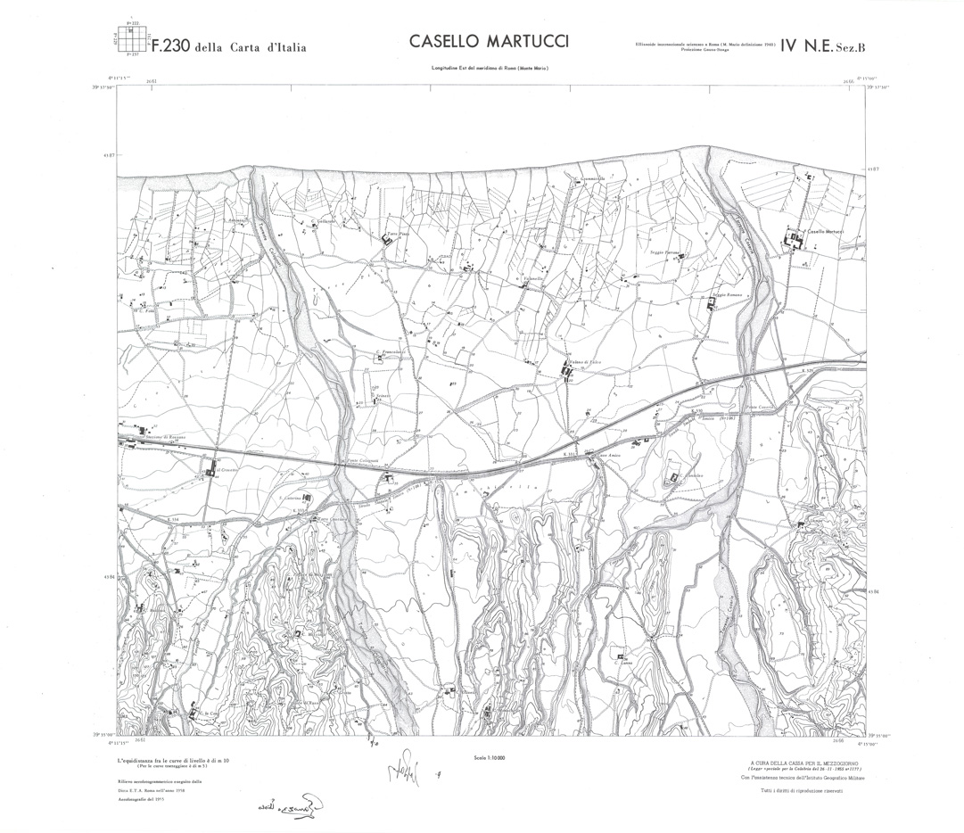 (N:36014) CALABRIA  FOGLIO 230 IV NE SEZ B CASELLO MARTUCCI (SE008836) Carte e stampe antiche: riproduzione a colori su carta (formato A1)