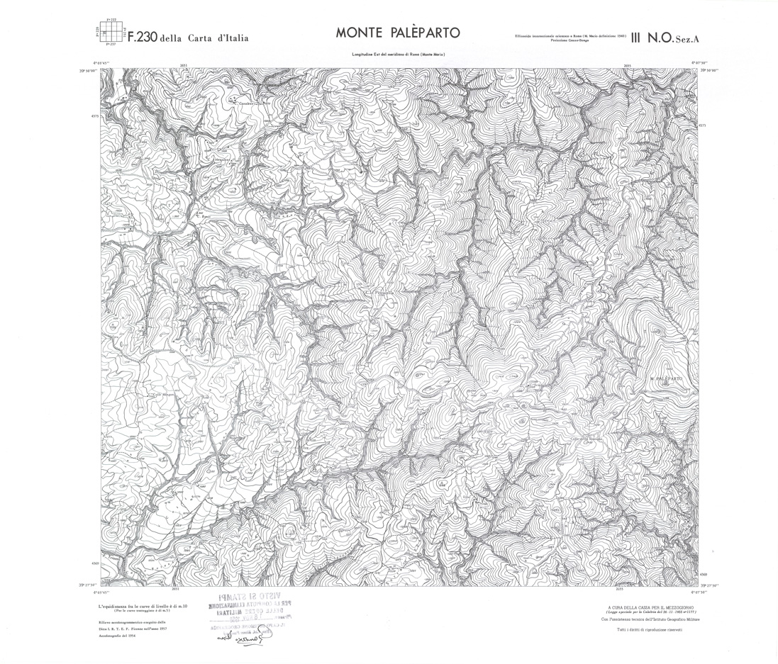 (N:36019) CALABRIA  FOGLIO 230 III NO SEZ A MONTE PALEPARTO (SE008841) Carte e stampe antiche: riproduzione a colori su carta (formato A1)