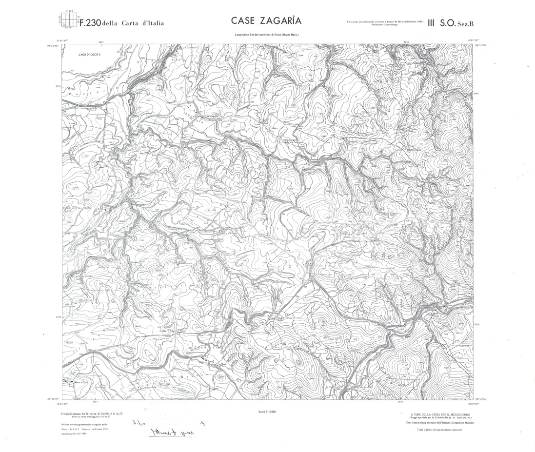 (N:36022) CALABRIA  FOGLIO 230 III SO SEZ B CASE ZAGARIA (SE008844) Carte e stampe antiche: riproduzione a colori su carta (formato A1)