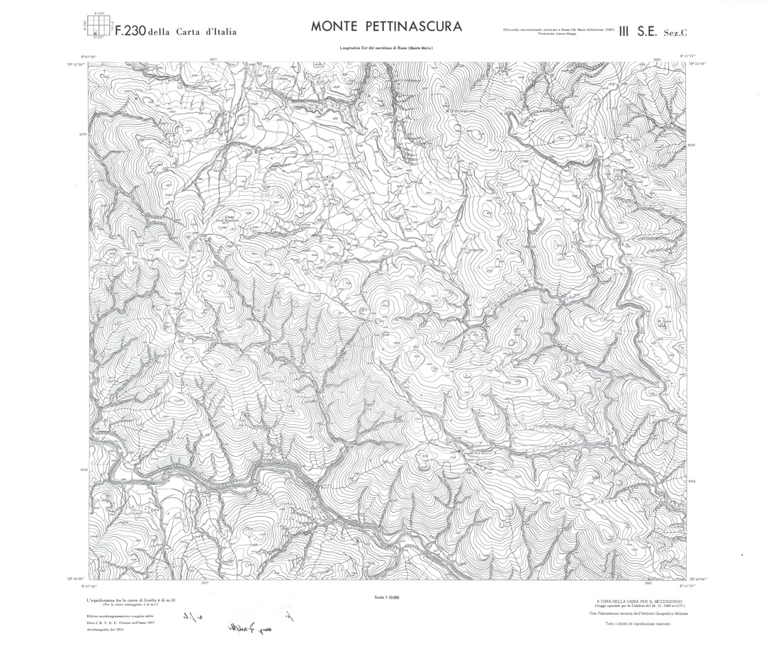 (N:36025) CALABRIA  FOGLIO 230 III SE SEZ C MONTE PETTINASCURA (SE008847) Carte e stampe antiche: riproduzione a colori su carta (formato A1)