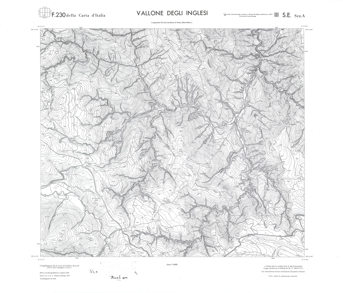 (N:36027) CALABRIA  FOGLIO 230 III SE SEZ A VALLONE DEGLI INGLESI (SE008849) Carte e stampe antiche: riproduzione a colori su carta (formato A1)
