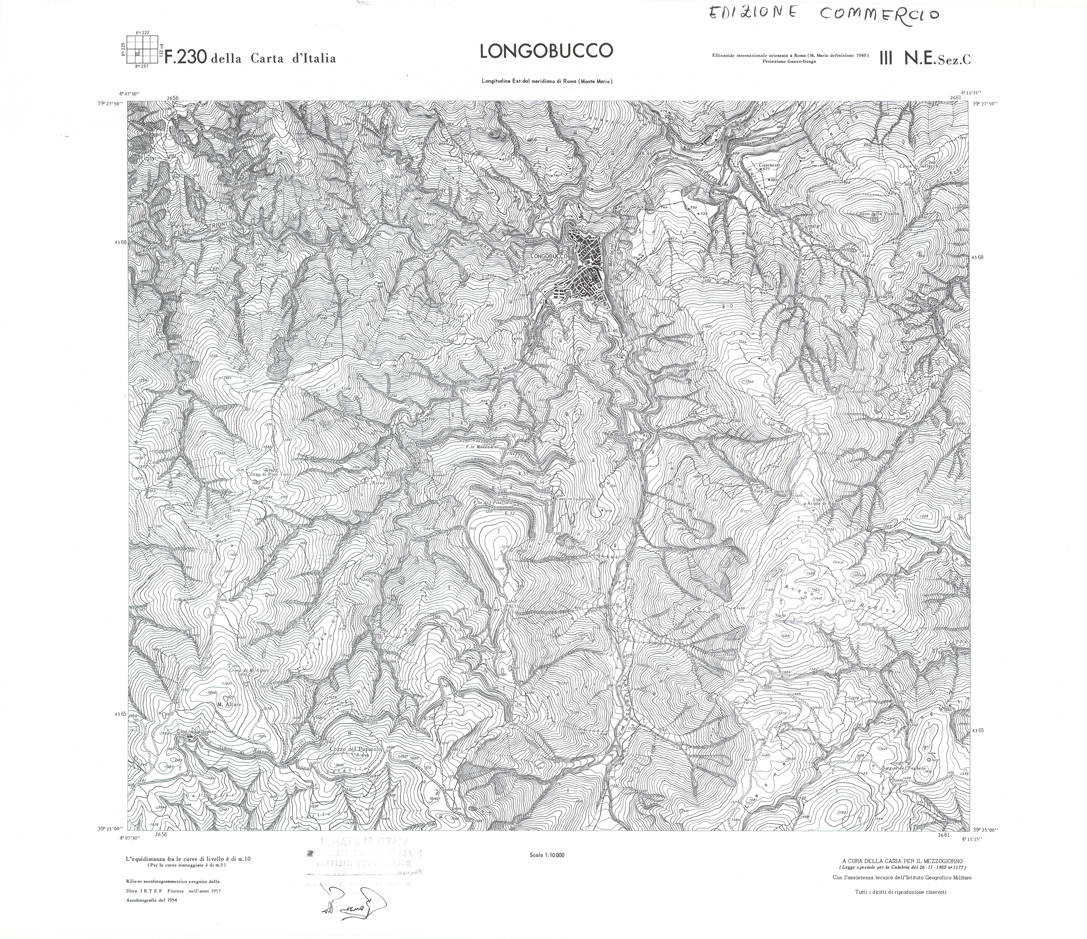 (N:36029) CALABRIA  FOGLIO 230 III NE SEZ C LONGOBUCCO (SE008851) Carte e stampe antiche: riproduzione a colori su carta (formato A1)