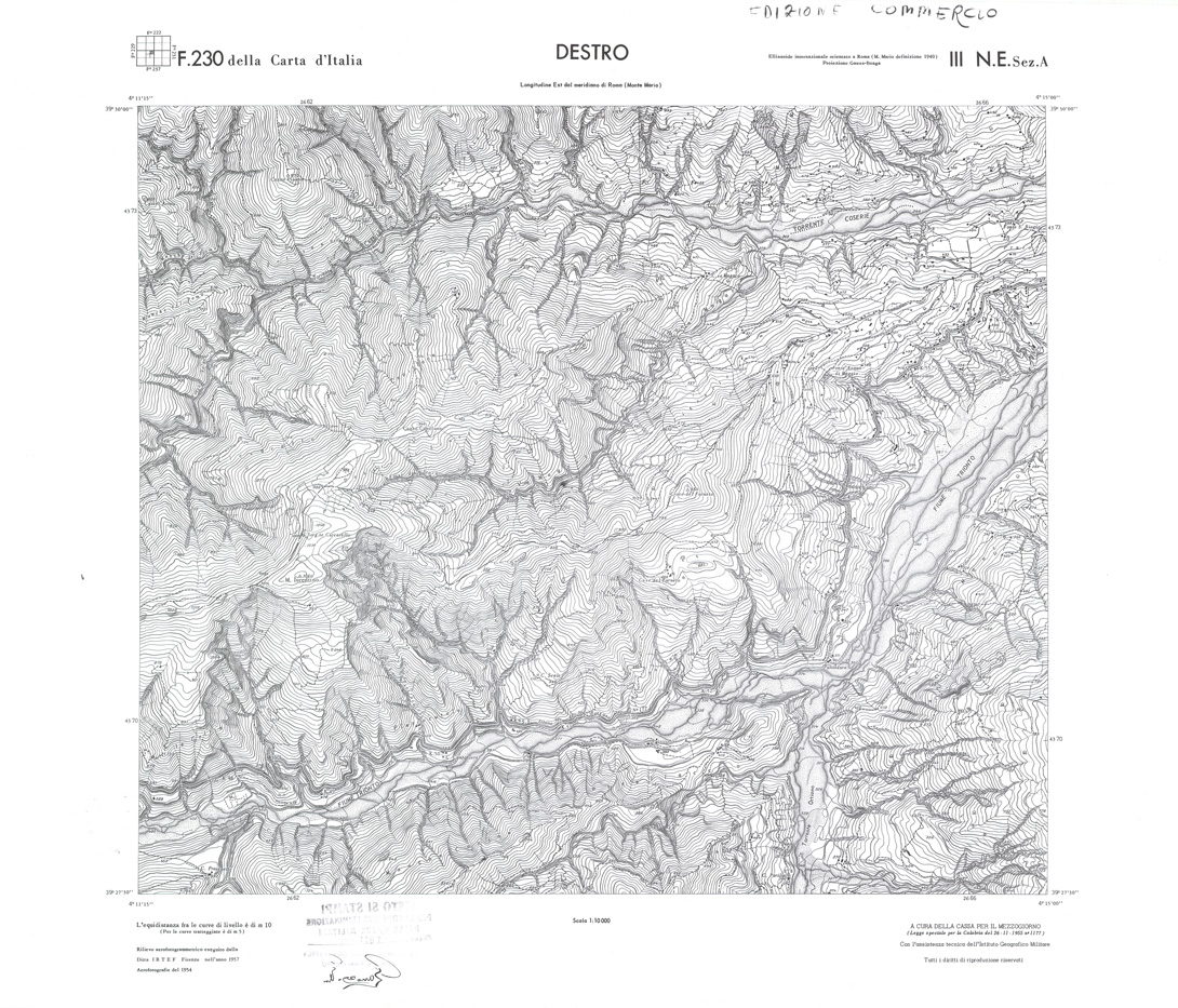 (N:36031) CALABRIA  FOGLIO 230 III NE SEZ A DESTRO (SE008853) Carte e stampe antiche: riproduzione a colori su carta (formato A1)