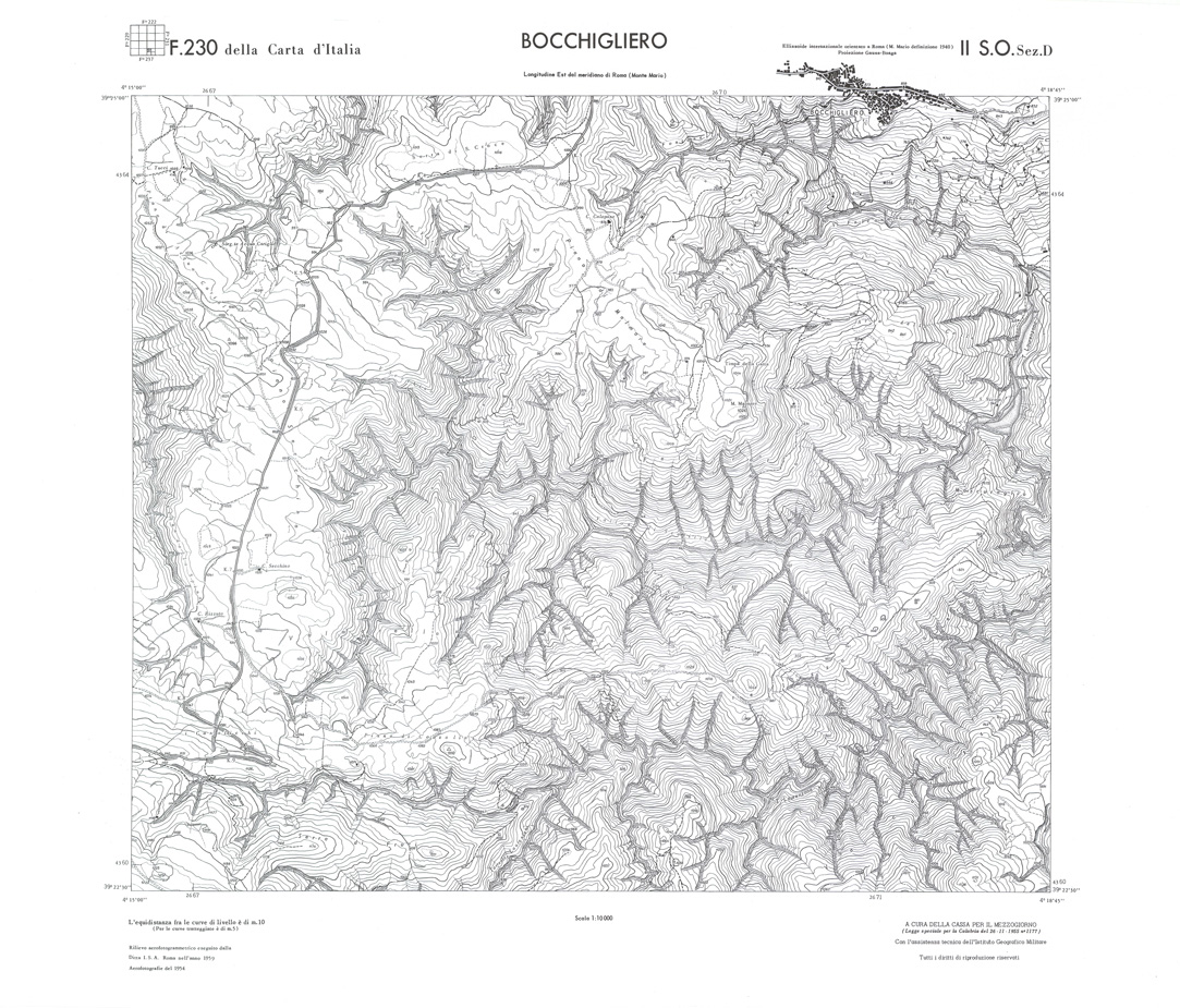 (N:36036) CALABRIA  FOGLIO 230 II SO SEZ D BOCCHIGLIERO (SE008858) Carte e stampe antiche: riproduzione a colori su carta (formato A1)