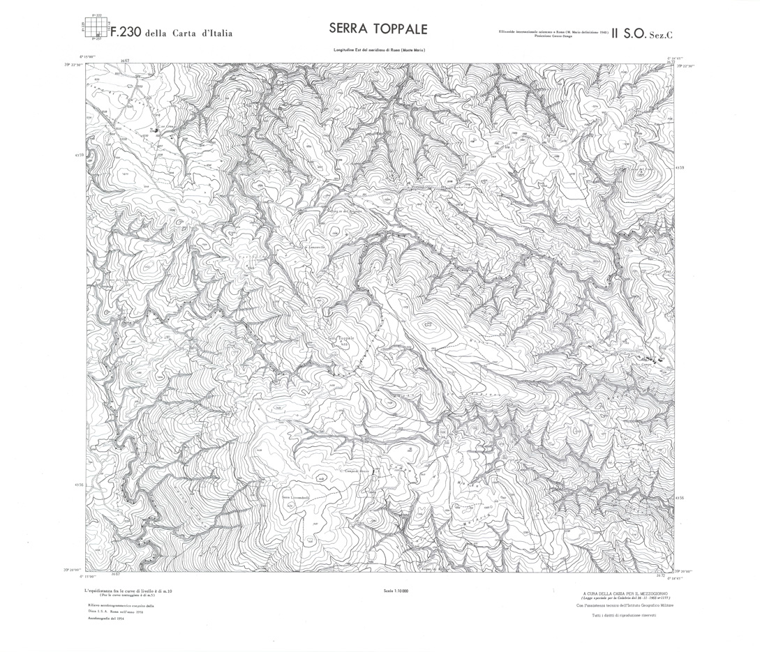 (N:36037) CALABRIA  FOGLIO 230 II SO SEZ C SERRA TOPPALE (SE008859) Carte e stampe antiche: riproduzione a colori su carta (formato A1)