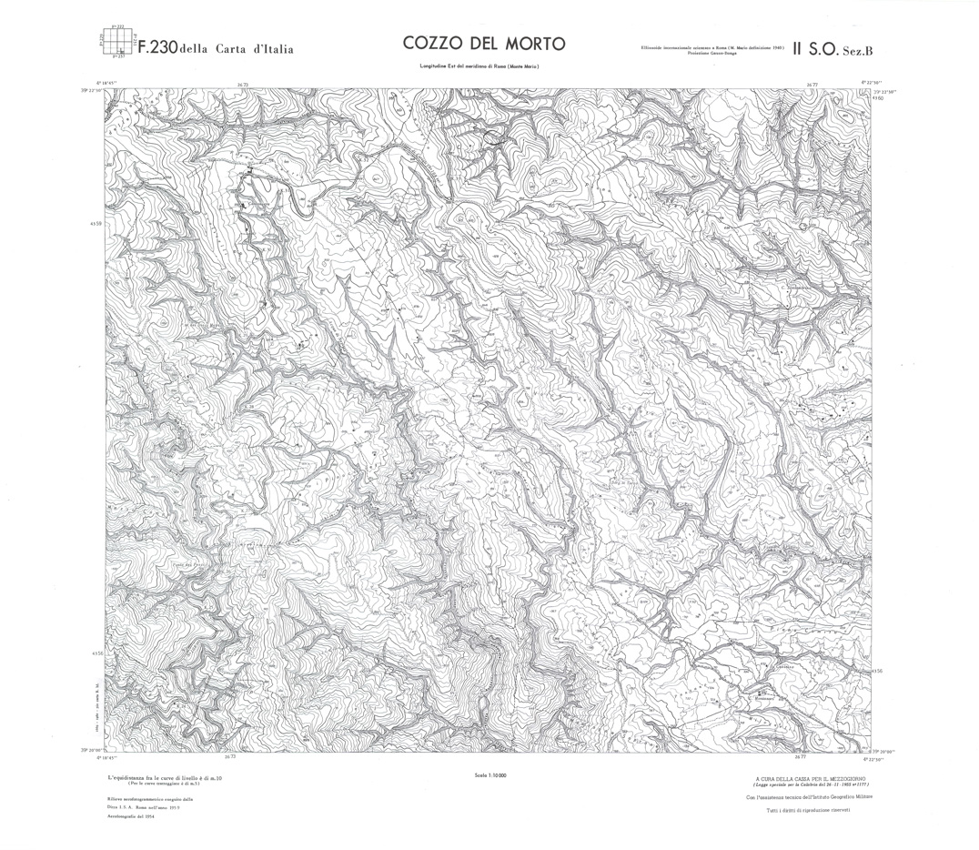 (N:36038) CALABRIA  FOGLIO 230 II SO SEZ B COZZO DEL MORTO (SE008860) Carte e stampe antiche: riproduzione a colori su carta (formato A1)