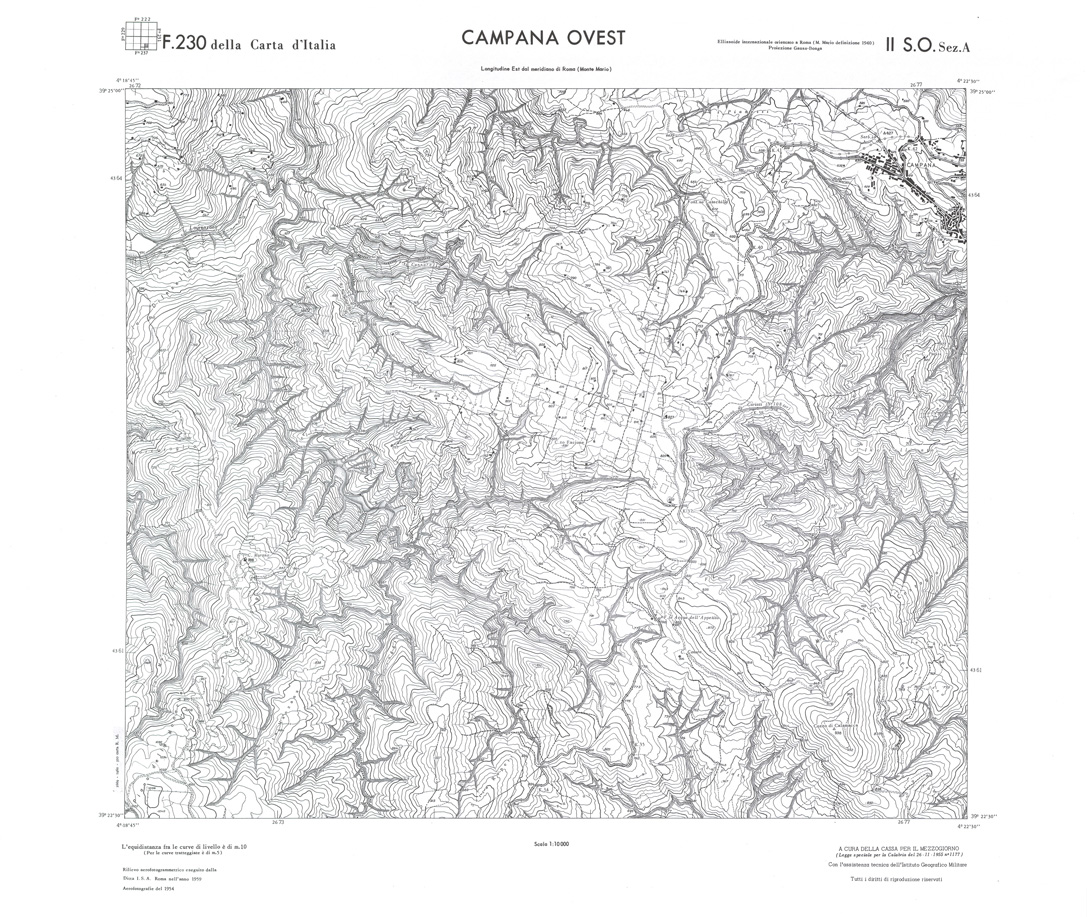 (N:36039) CALABRIA  FOGLIO 230 II SO SEZ A CAMPANA OVEST (SE008861) Carte e stampe antiche: riproduzione a colori su carta (formato A1)