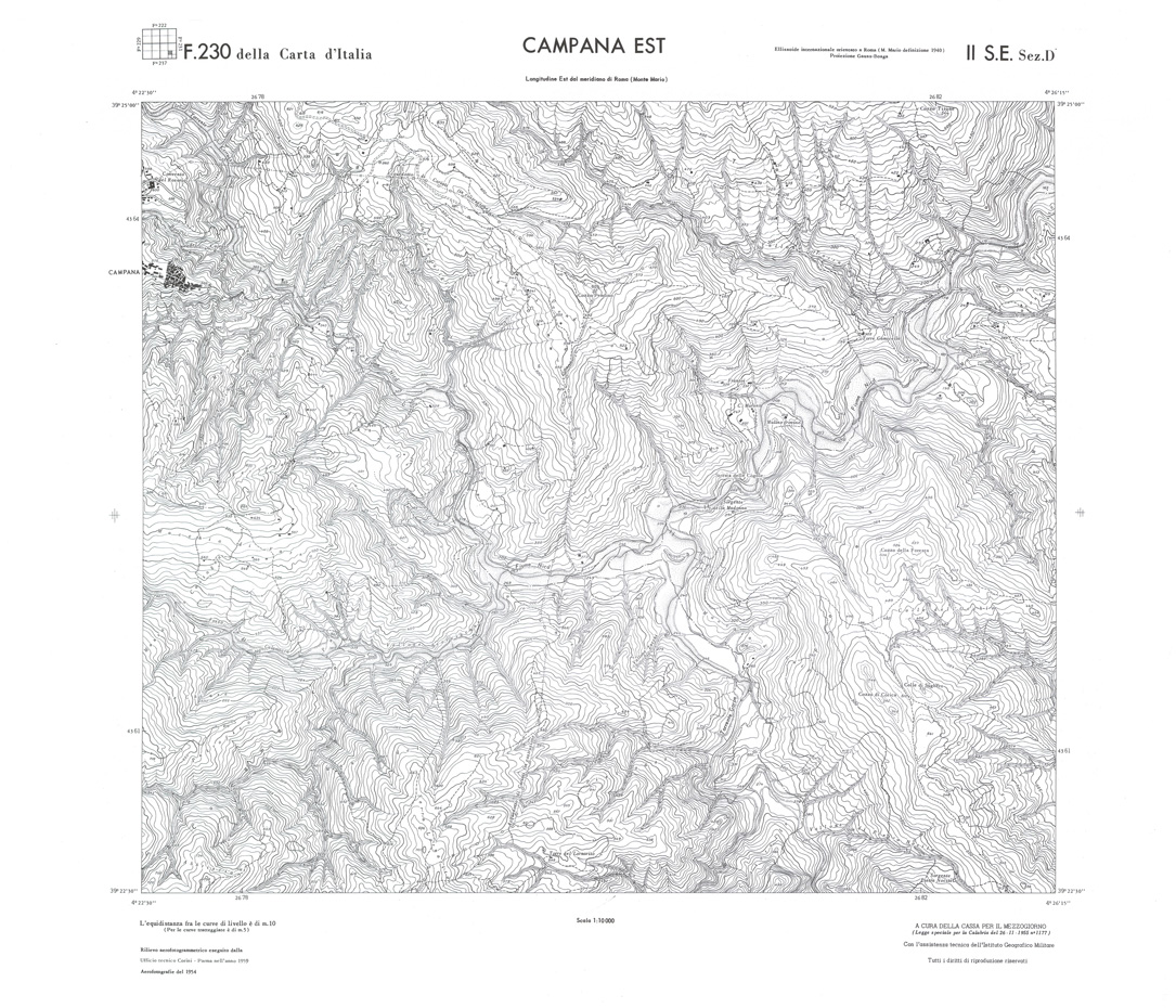 (N:36040) CALABRIA  FOGLIO 230 II SE SEZ D CAMPANA EST (SE008862) Carte e stampe antiche: riproduzione a colori su carta (formato A1)